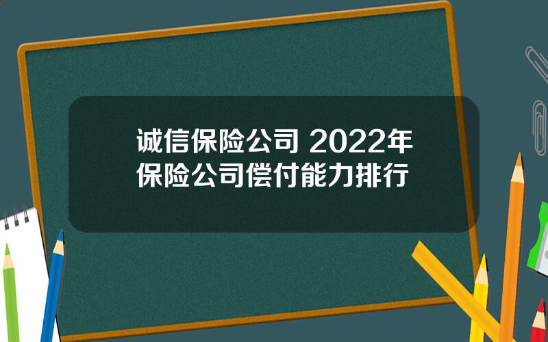 诚信保险公司 2022年保险公司偿付能力排行